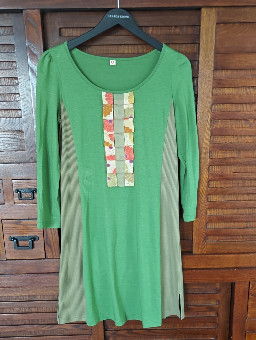Japanese Green Dress With Unique Chiffon Detail Size S